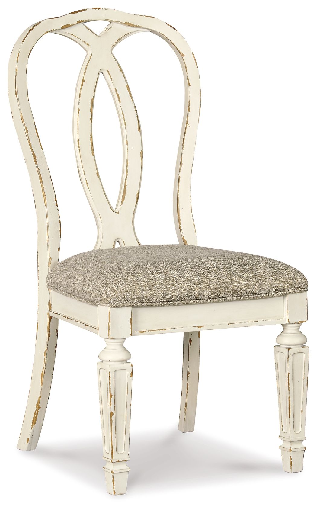 Realyn - Dining UPH Side Chair (Set of 2) - Ribbonback - Chipped White, alternate view 5 with polyester fabric