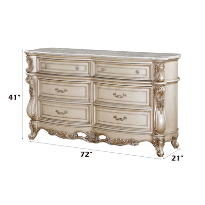 Gorsedd - Dresser With Marble Top - Marble Top & Golden Ivory, alternate view 4 with engineered wood