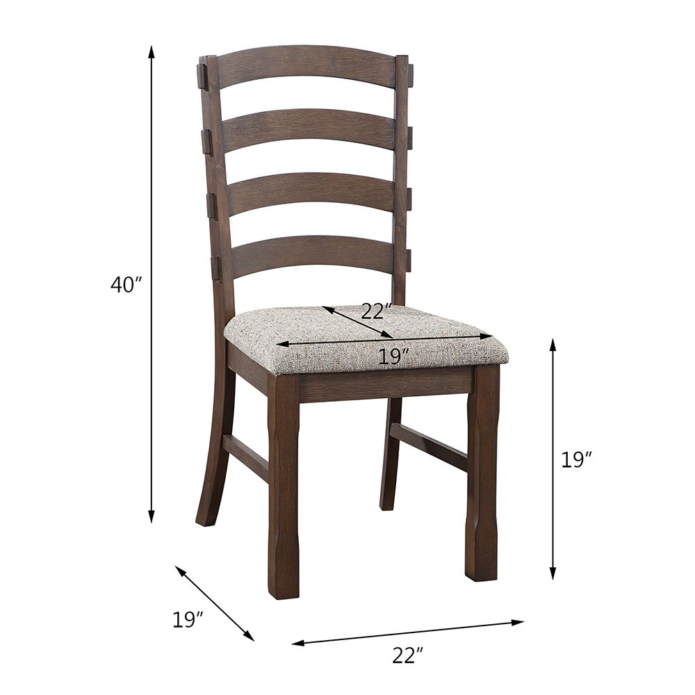 Pascaline - Side Chair (Set of 2) - Gray Fabric, Rustic Brown & Oak, alternate view 7 with wood construction