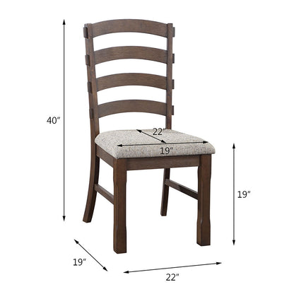 Pascaline - Side Chair (Set of 2) - Gray Fabric, Rustic Brown & Oak, alternate view 7 with wood construction