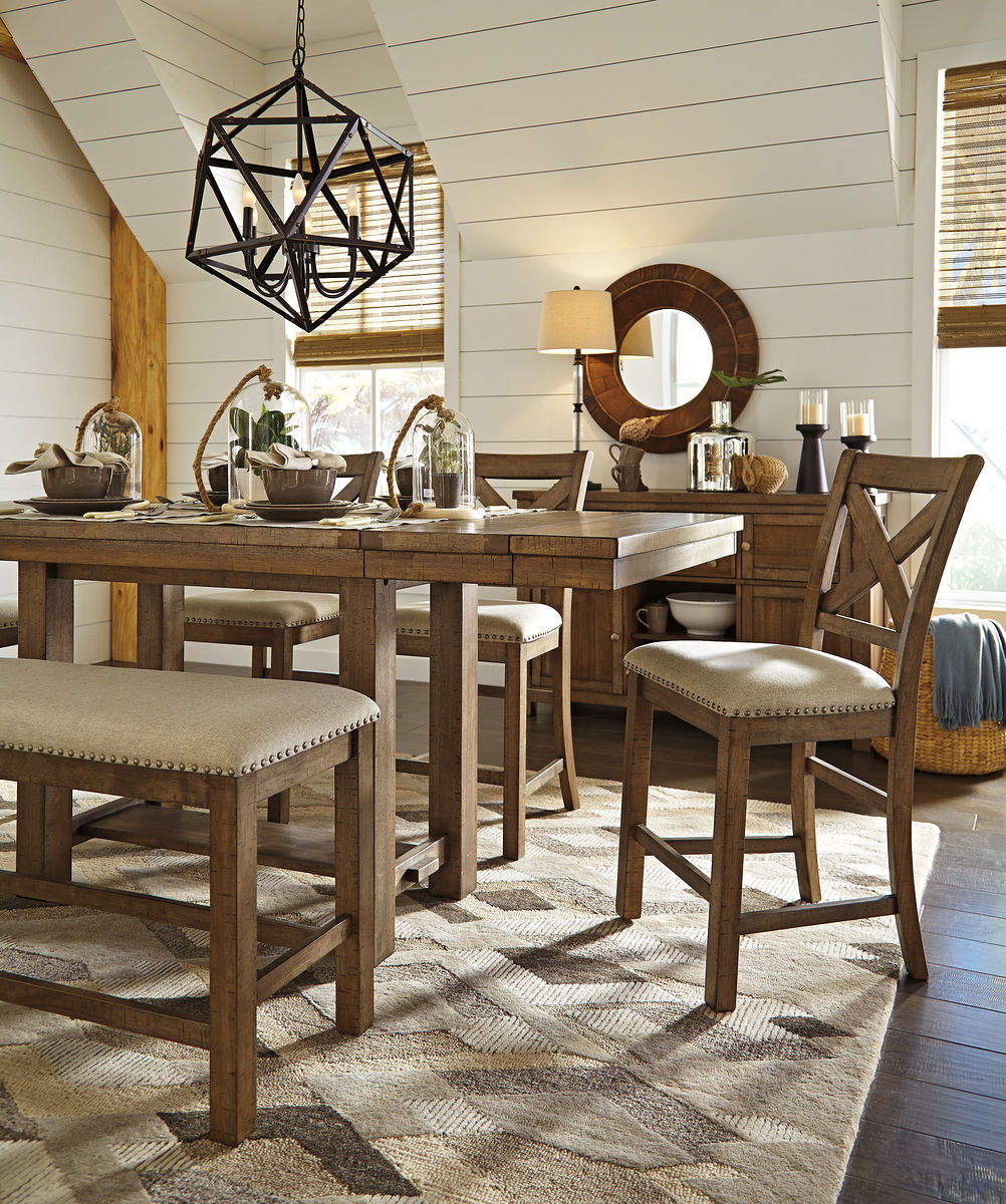 Moriville - Rectangular Dining Table Set - Counter Height, alternate view 10 with wood construction