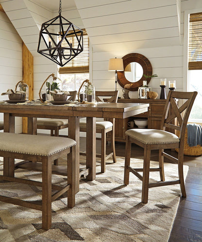 Moriville - Rectangular Dining Table Set - Counter Height, alternate view 10 with wood construction