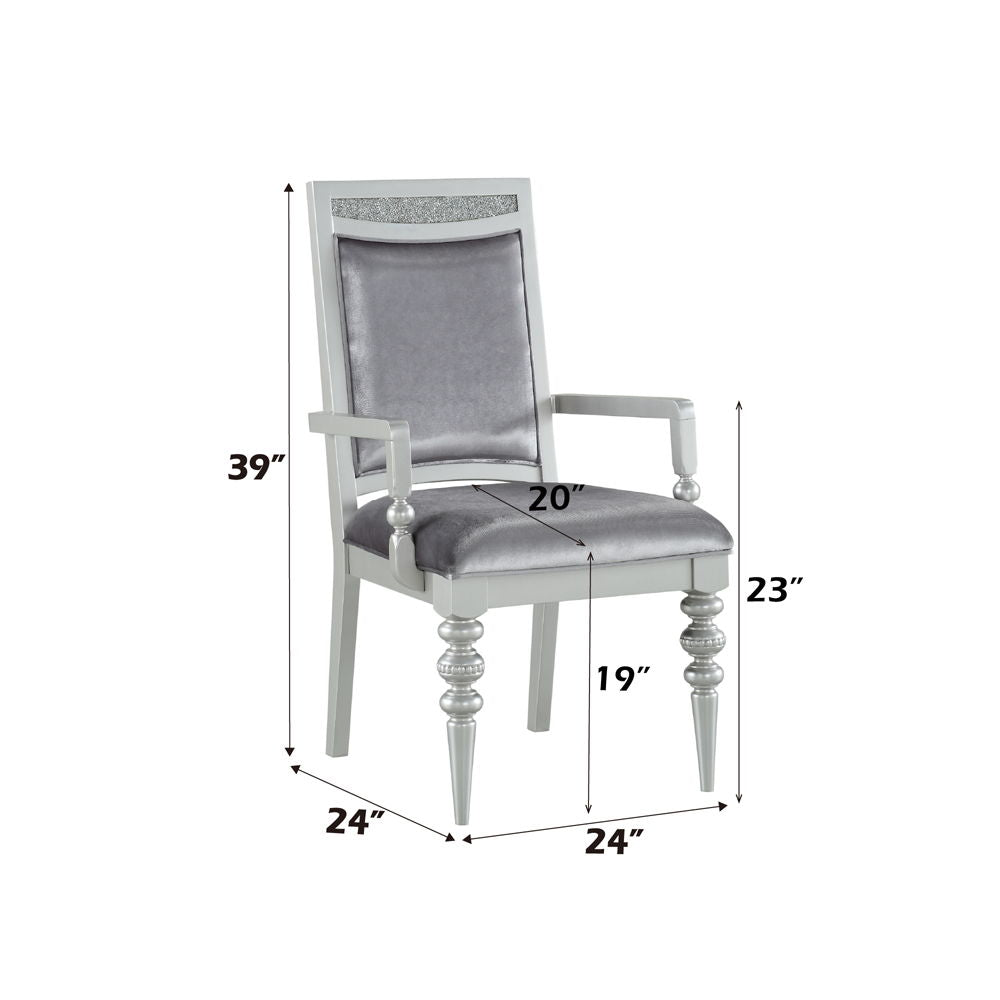 Maverick - Arm Chair (Set of 2) - Fabric & Platinum, alternate view 2 with wood construction