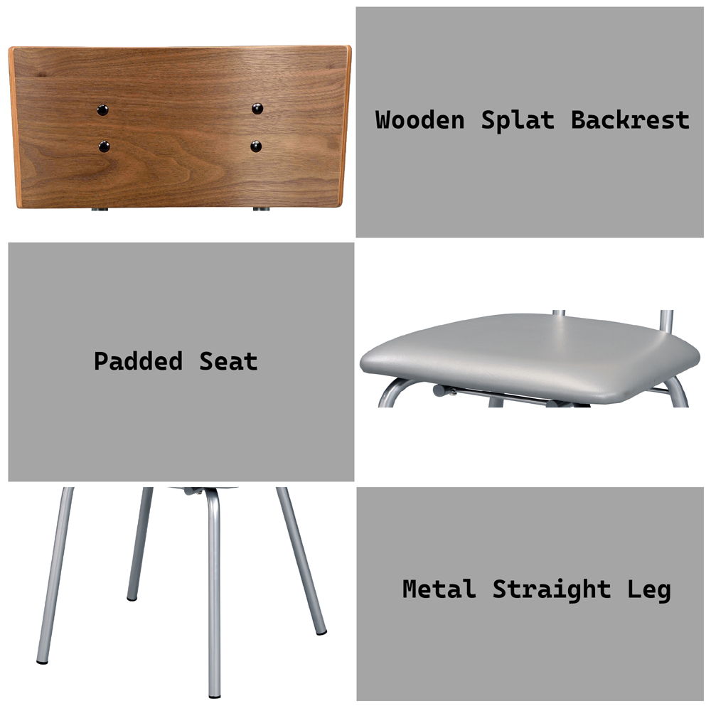 Jurgen - Side Chair (Set of 2) - Gray Synthetic Leather, Oak & Silver, alternate view 6 with wood construction