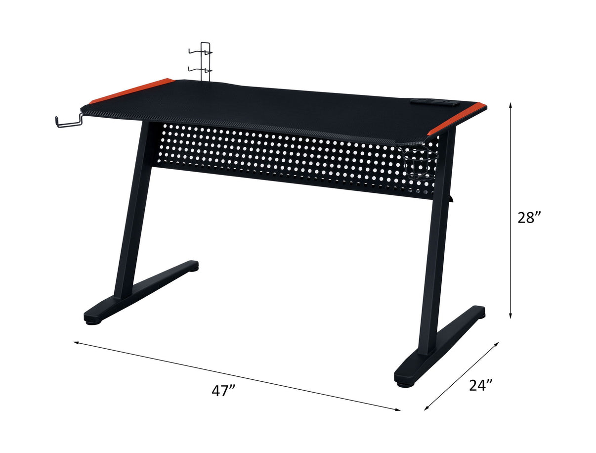 Dragi - Gaming Desk With USB - Black & Red, alternate view 6 with wood construction