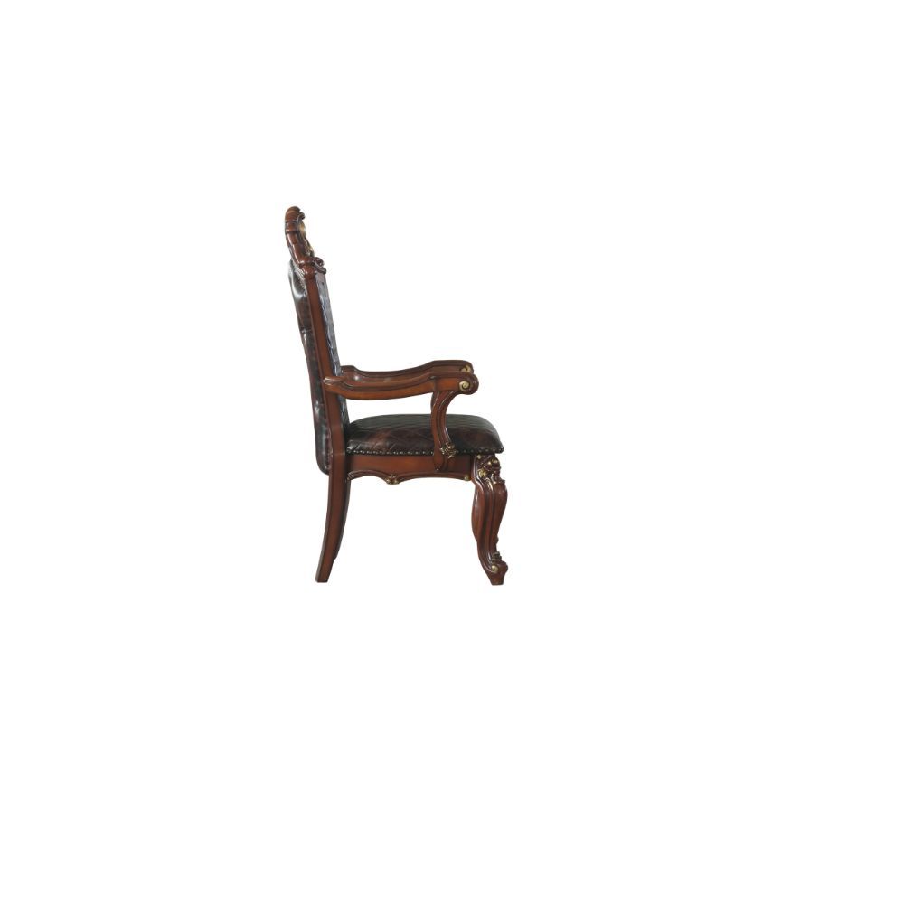 Picardy - Arm Chair (Set of 2) - Synthetic Leather & Honey Oak, alternate view 3 with wood construction