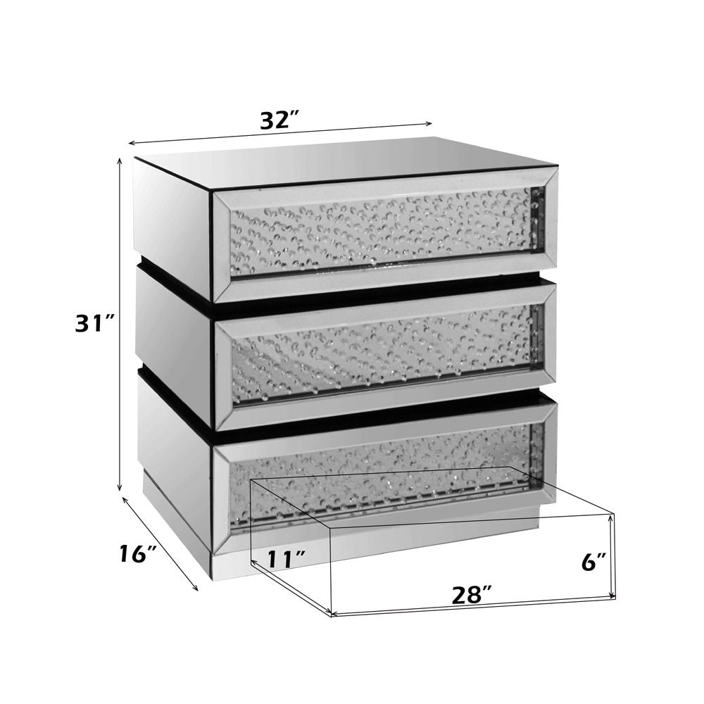 Nysa - Console Cabinet - Mirrored & Faux Crystals, alternate view 2 with wood construction