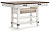 Valebeck - Rect Dining Room Counter Table With Wine Rack, product view with metal