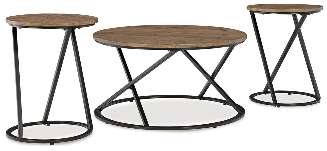 Cassbryn - Occasional Table Set (Set of 3) - Brown / Black, product view with wood construction