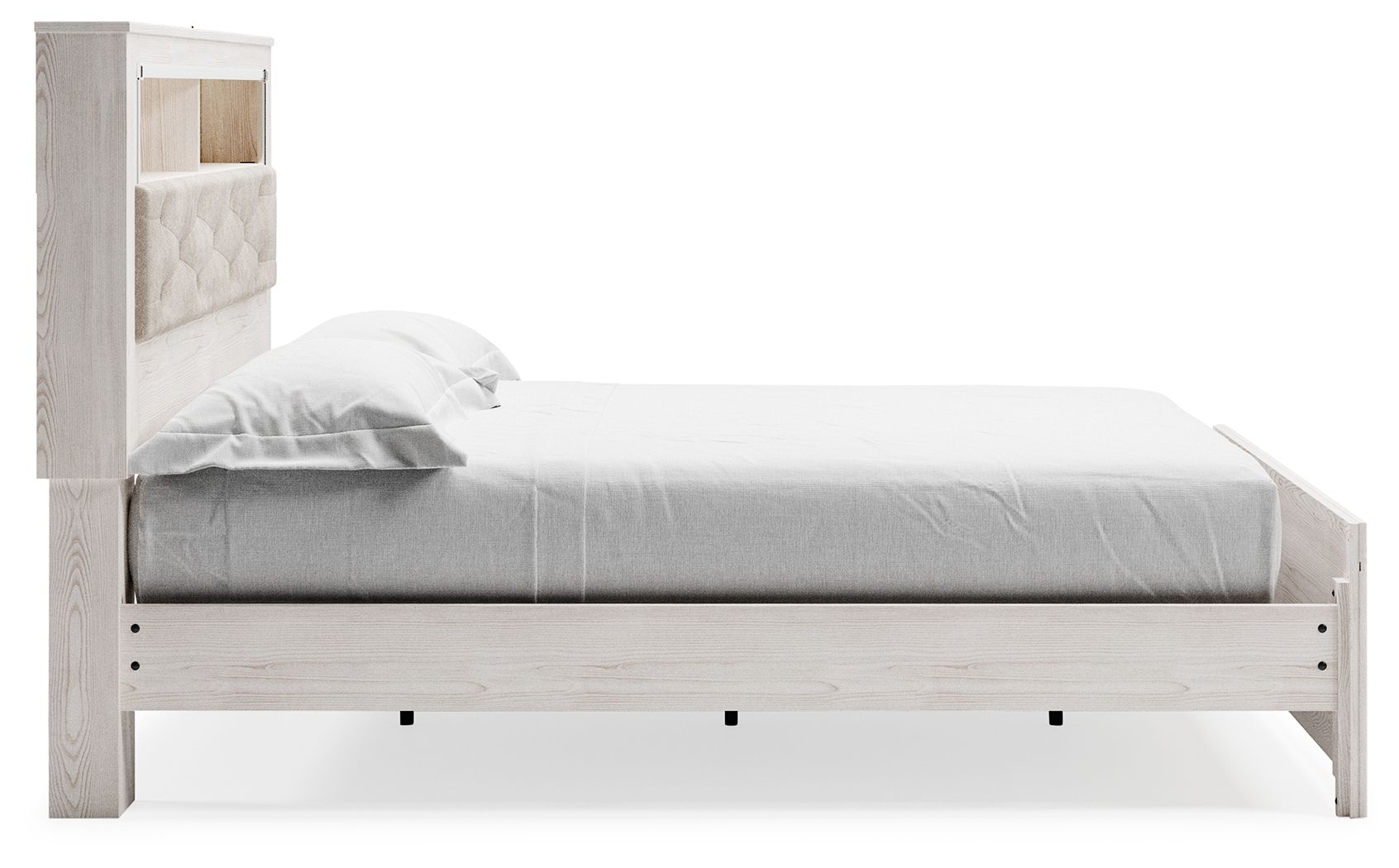 Altyra - King Bookcase Panel Bed - White, alternate view 7 with polyester fabric