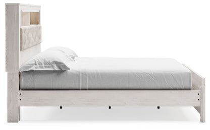 Altyra - King Bookcase Panel Bed - White, alternate view 7 with polyester fabric