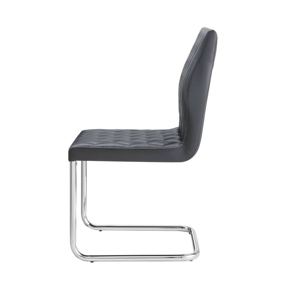 Ansonia - Side Chair (Set of 2) - Gray Synthetic Leather & Chrome, alternate view 7 with wood construction