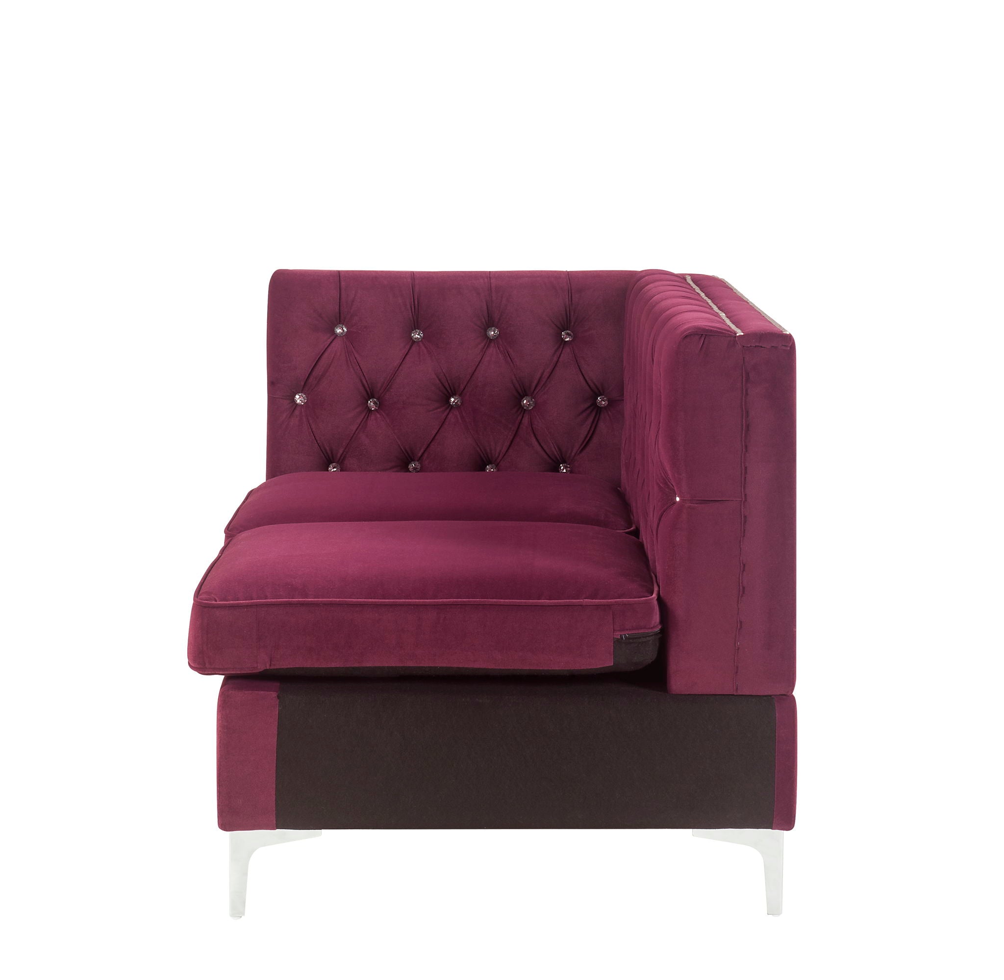 Jaszira - Modular - Armless Loveseat w/2 Pillows, alternate view 4 with velvet upholstery