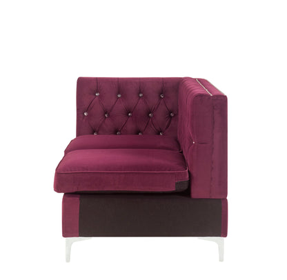 Jaszira - Modular - Armless Loveseat w/2 Pillows, alternate view 4 with velvet upholstery