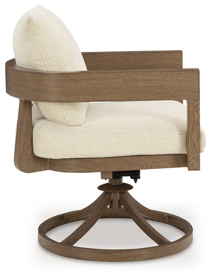Serene Bay - Swivel Chair With Cushion (Set of 2) - Dark Brown / White