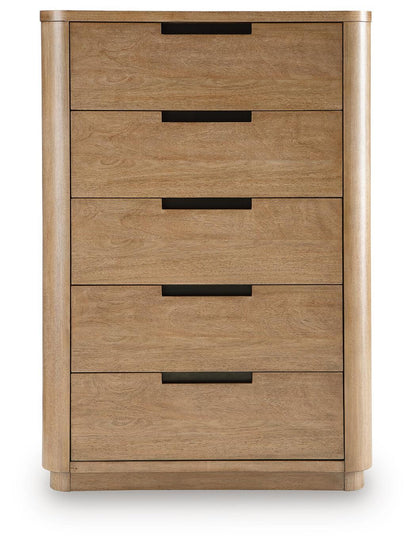 Pamaria Five Drawer Chest Light Brown, gallery image 5