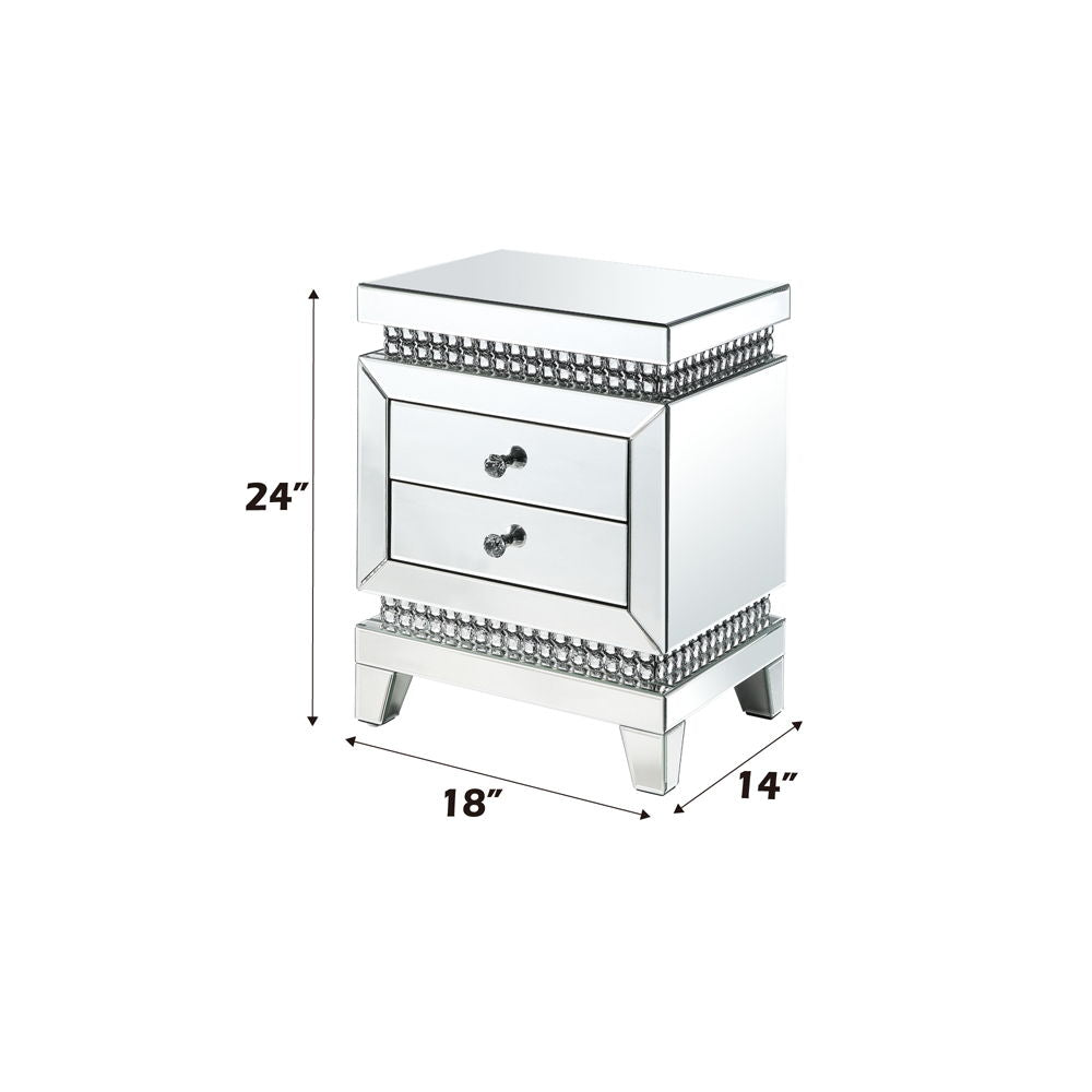 Lotus - Accent Table - Mirrored & Faux Ice Cube Crystals, alternate view 5 with wood construction