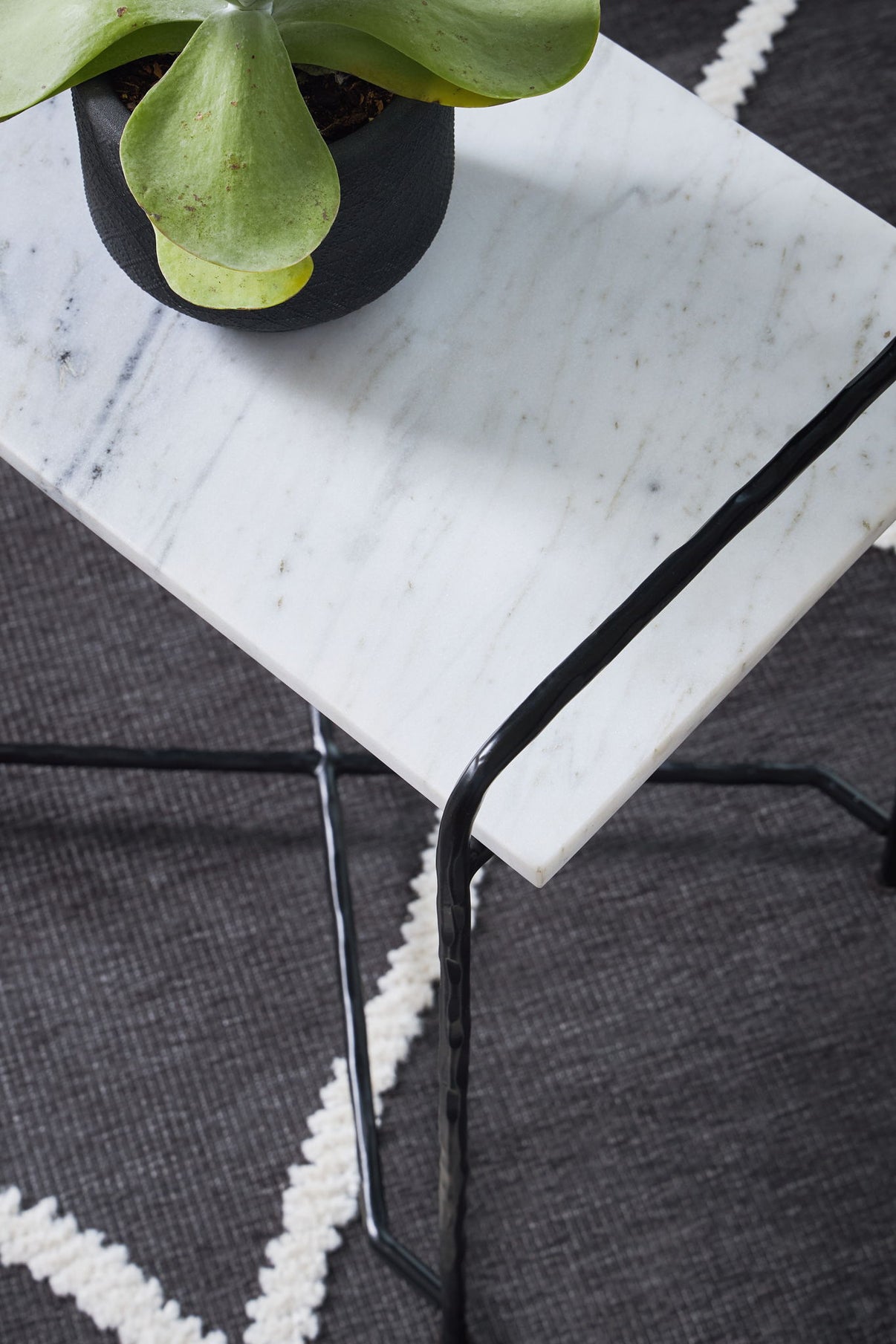 Ashber - Accent Table - White / Black, alternate view 5 with marble