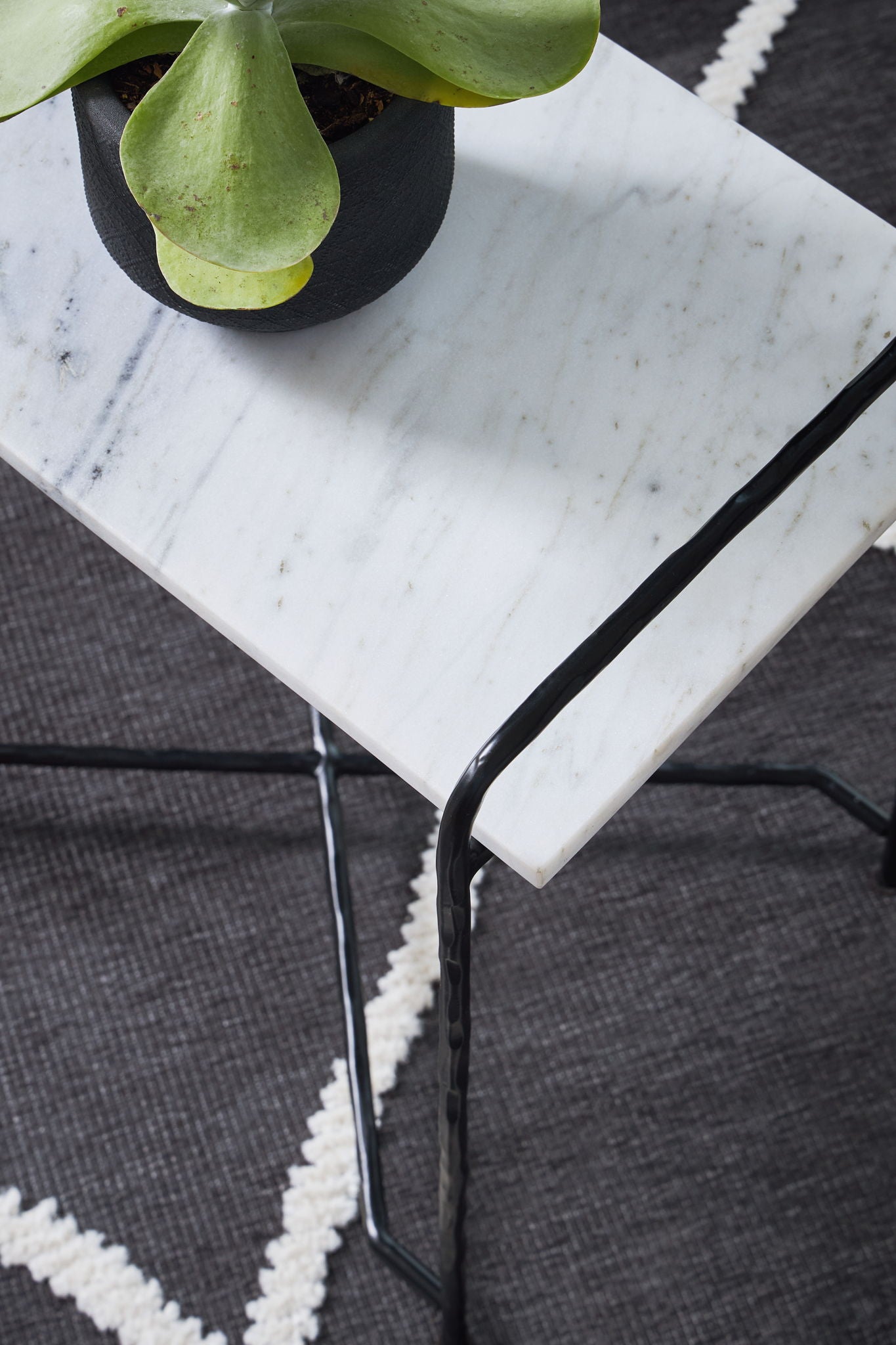 Ashber - Accent Table - White / Black, alternate view 5 with marble