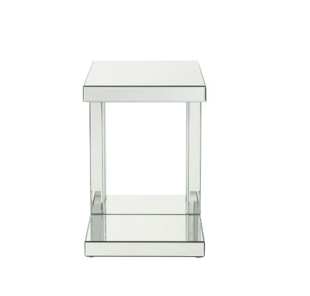 Nysa - 24" Accent Table - Mirrored & Faux Crystals Inlay, alternate view 4 with wood construction