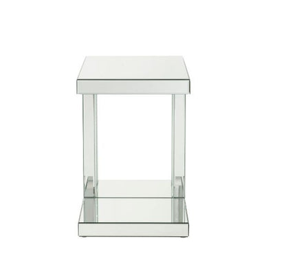 Nysa - 24" Accent Table - Mirrored & Faux Crystals Inlay, alternate view 4 with wood construction