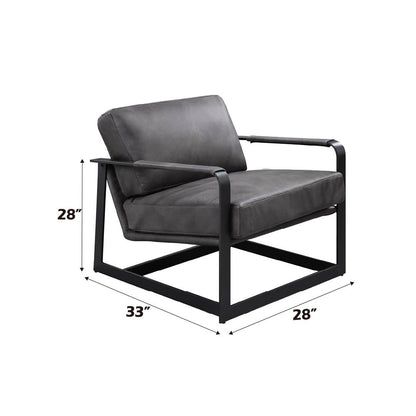Locnos - Accent Chair - Gray Top Grain Leather & Black, alternate view 7 with cotton fabric