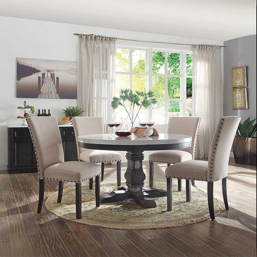 Nolan - Side Chair (Set of 2) - Linen & Salvage Dark Oak, alternate view 5 with wood construction