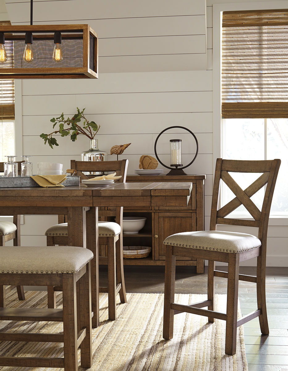 Moriville - Rectangular Dining Table Set - Counter Height, alternate view 11 with wood construction