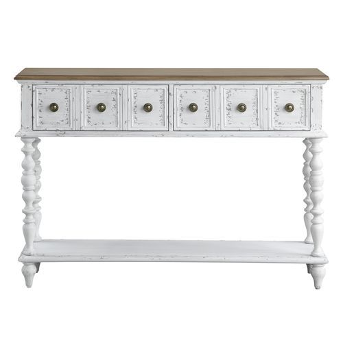 Bence - Console Table - Dark Charcoal & Antique White, alternate view 4 with wood construction