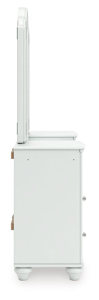 Kozlani - Vanity With Mirror - White, alternate view 7 with linen fabric
