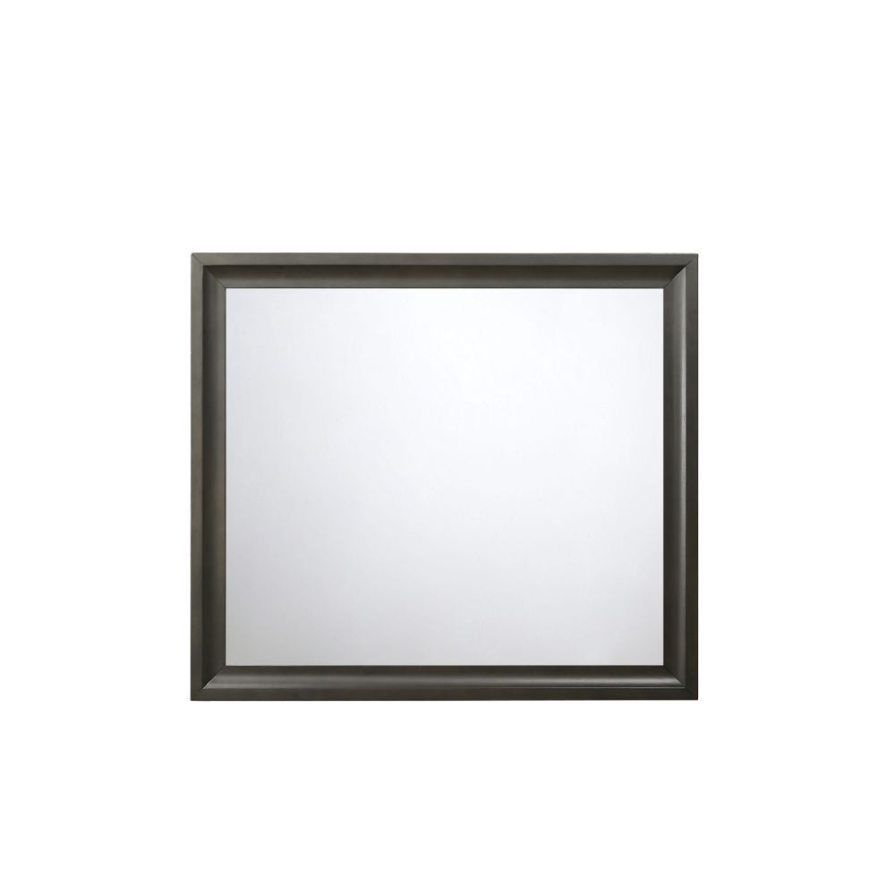 Soteris - Mirror - Antique Gray, product view with wood construction