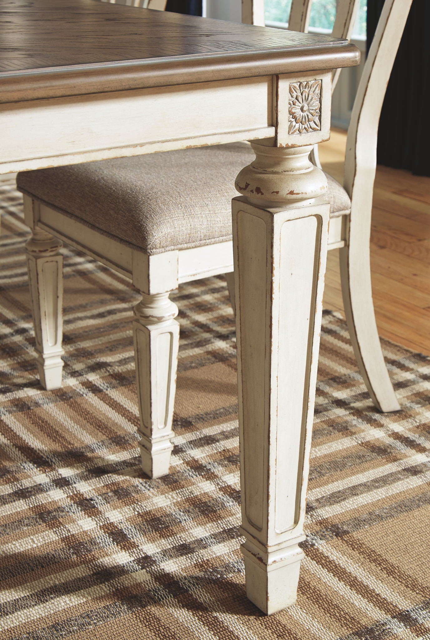 Realyn - Rectangular Dining Room Extension Table - Chipped White, alternate view 5 with engineered wood