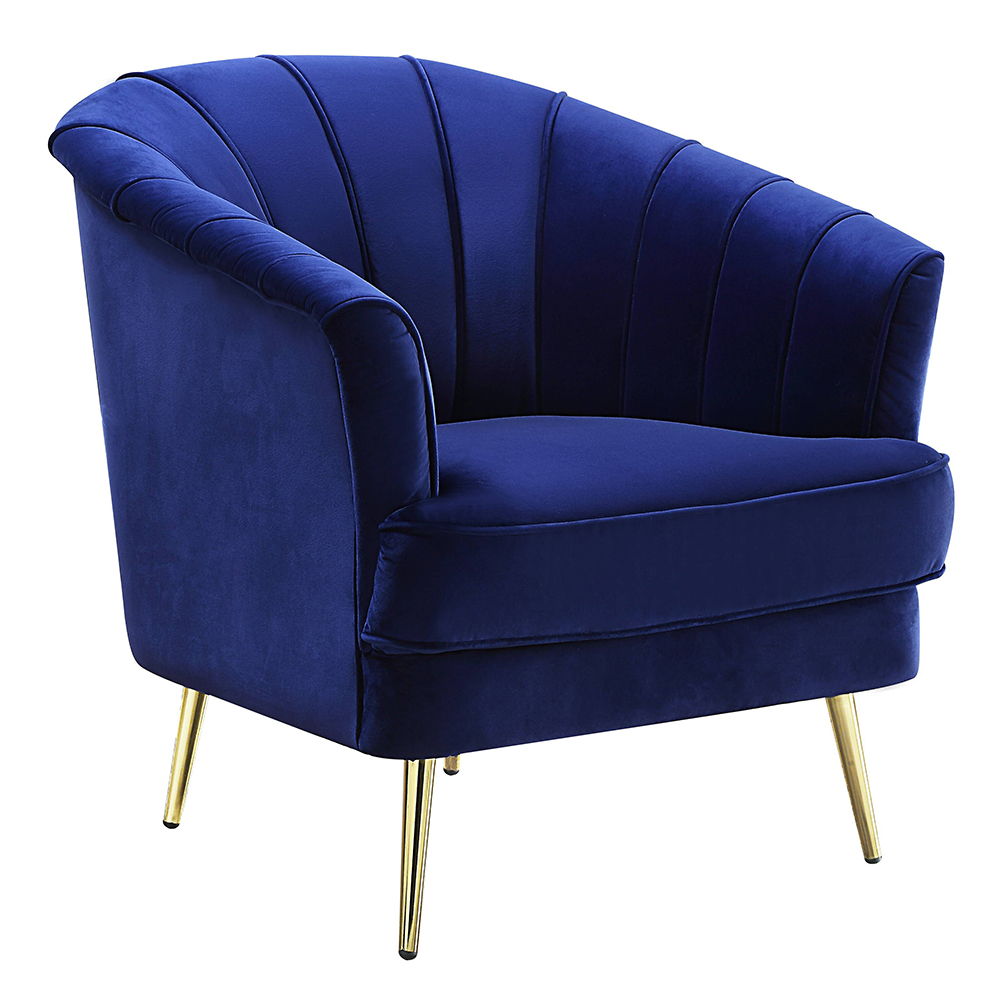 Eivor - Chair - Blue Velvet, product view with wood construction