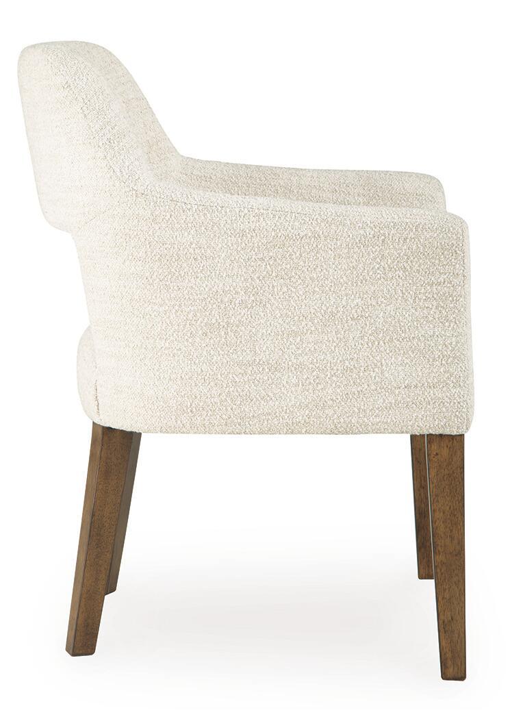 Marxmore - Dining Upholstered Arm Chair (Set of 2) - Beige / Brown, alternate view 5 with chenille upholstery