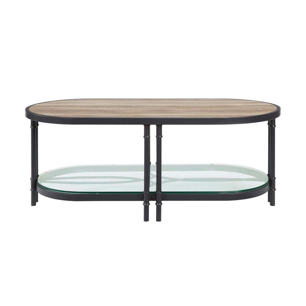 Brantley - Coffee Table - Oak & Sandy Black, alternate view 7 with glass