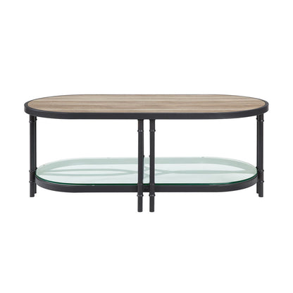 Brantley - Coffee Table - Oak & Sandy Black, alternate view 7 with glass