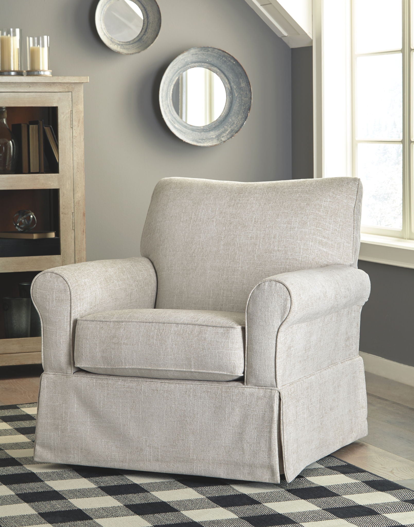Searcy - Swivel Glider Accent Chair - Quartz, alternate view 5 with polyester fabric