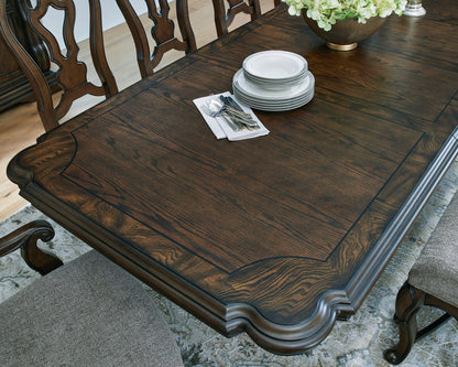 Maylee - Dining Extension Table - Dark Brown, alternate view 5 with wood construction