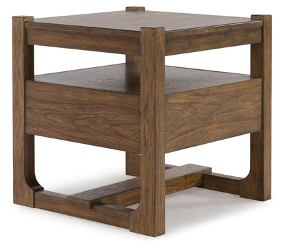 Cabalynn - Square End Table - Light Brown, alternate view 5 with wood construction