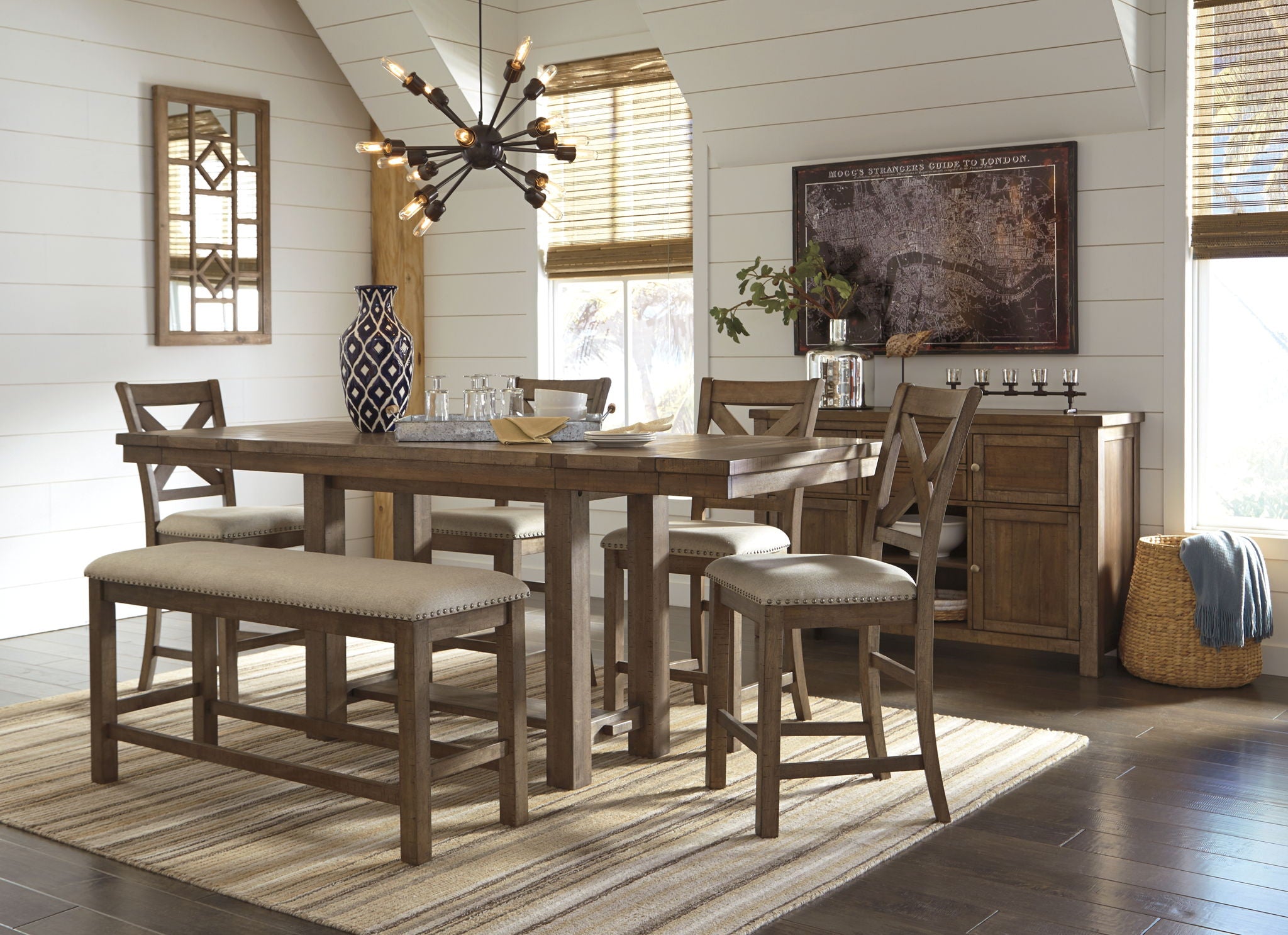 Moriville - Rectangular Dining Room Counter Extension Table - Grayish Brown, alternate view 7 with engineered wood