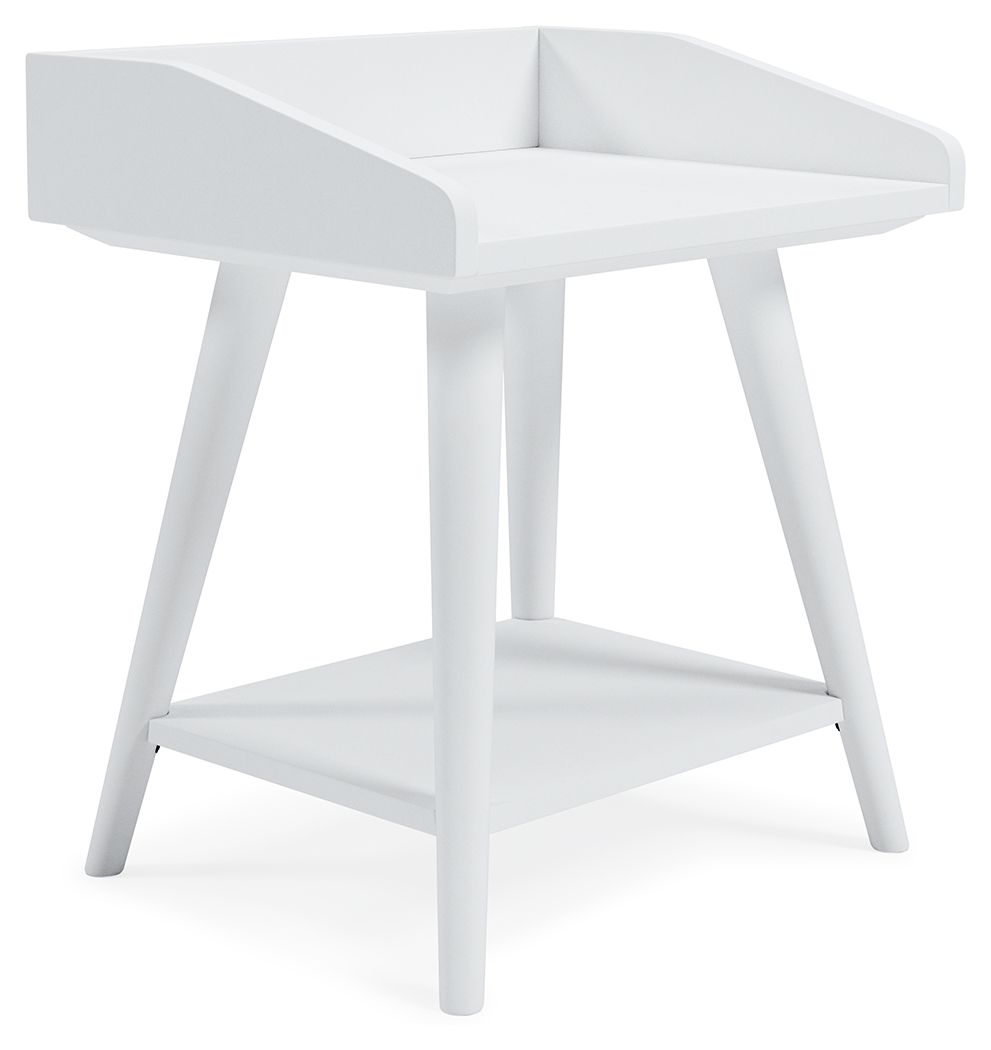 Blariden - Accent Table - White, product view with engineered wood