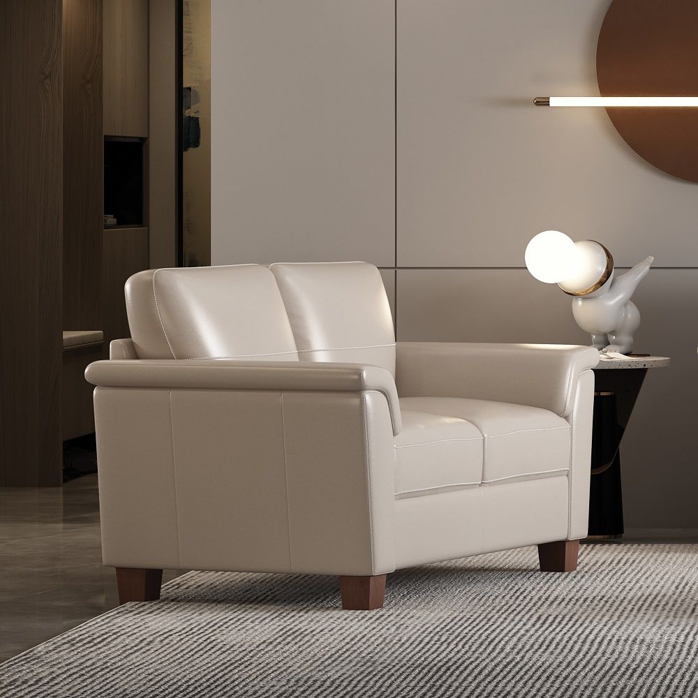 Pacific Palisades - Loveseat - Beige Leather, alternate view 5 with wood construction
