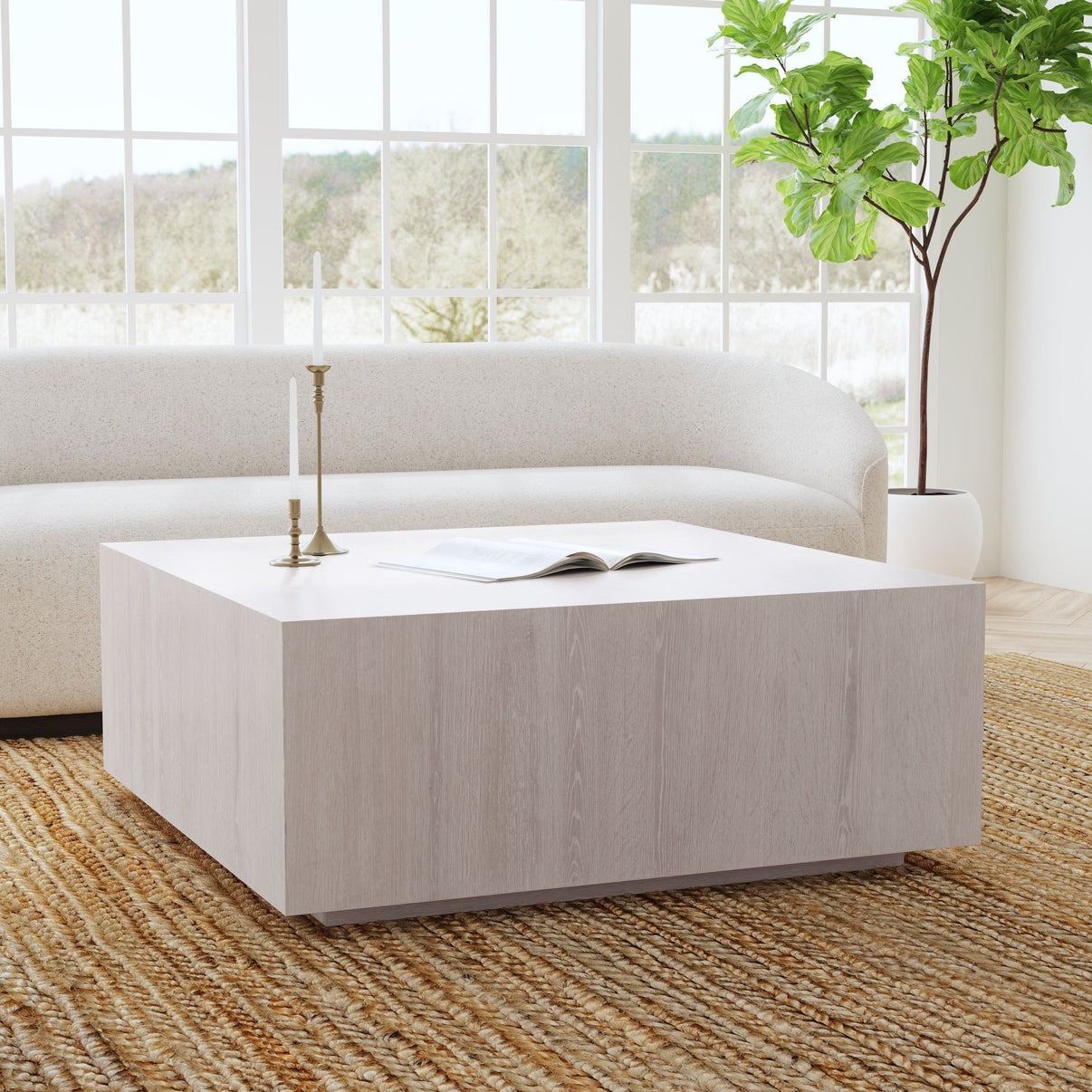 Layne - Square Coffee Table With Casters, alternate view 7 with wood construction