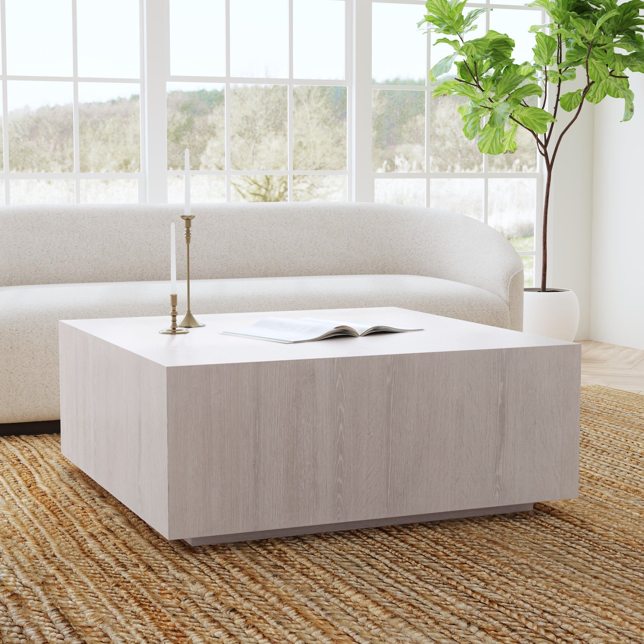 Layne - Square Coffee Table With Casters, alternate view 7 with wood construction