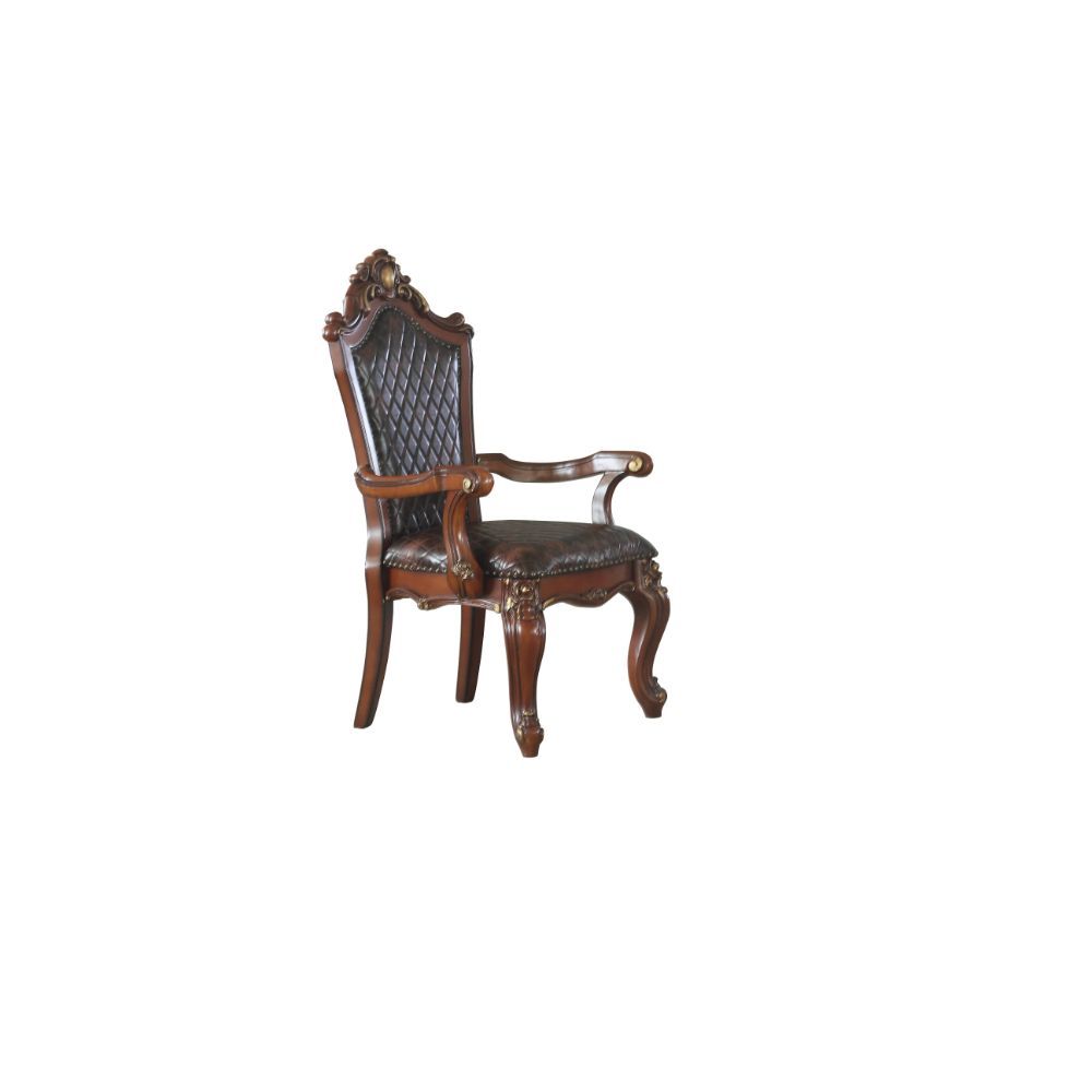 Picardy - Arm Chair (Set of 2) - Synthetic Leather & Honey Oak, product view with wood construction