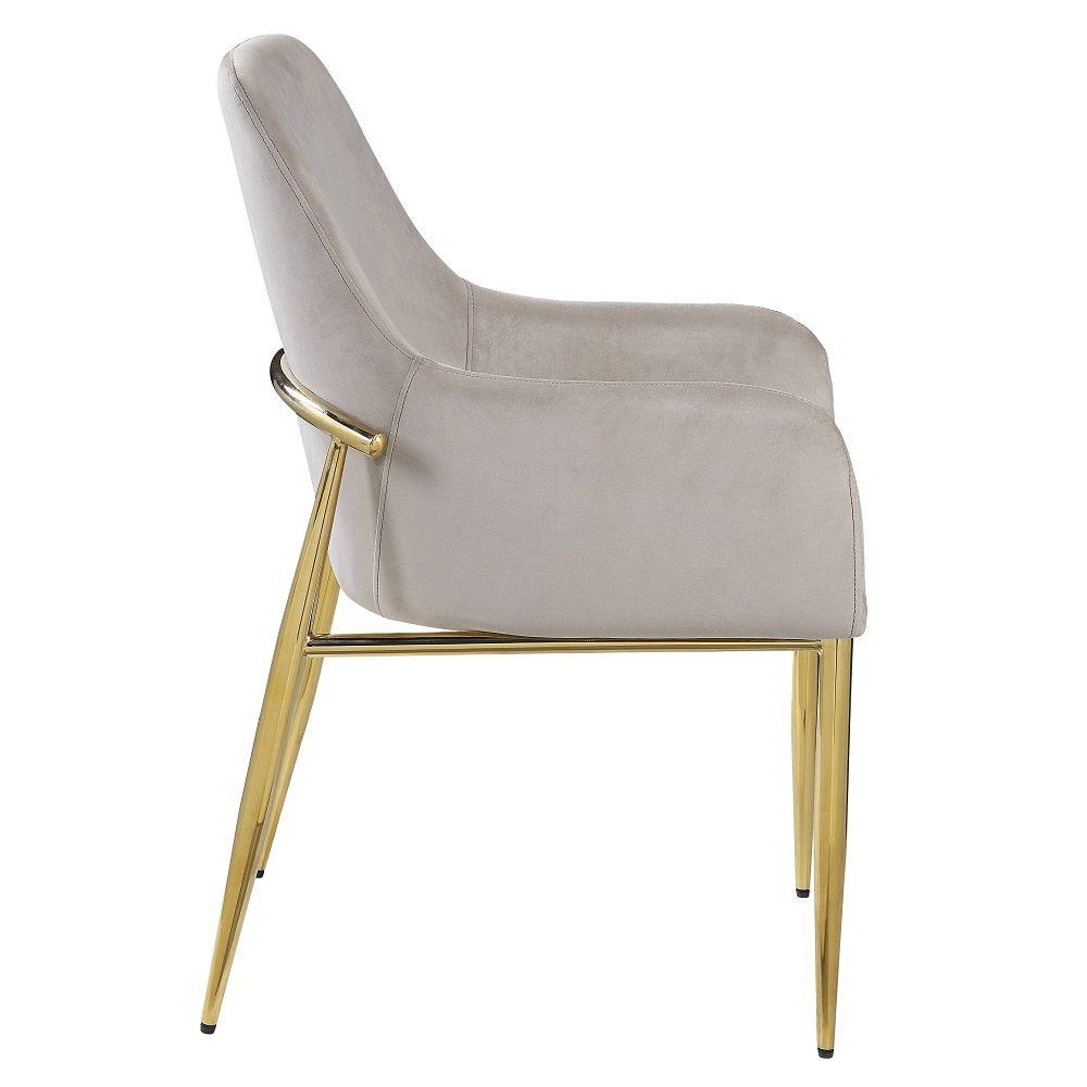 Barnard - Side Chair (Set of 2) - Gray Velvet & Mirrored Gold, alternate view 2