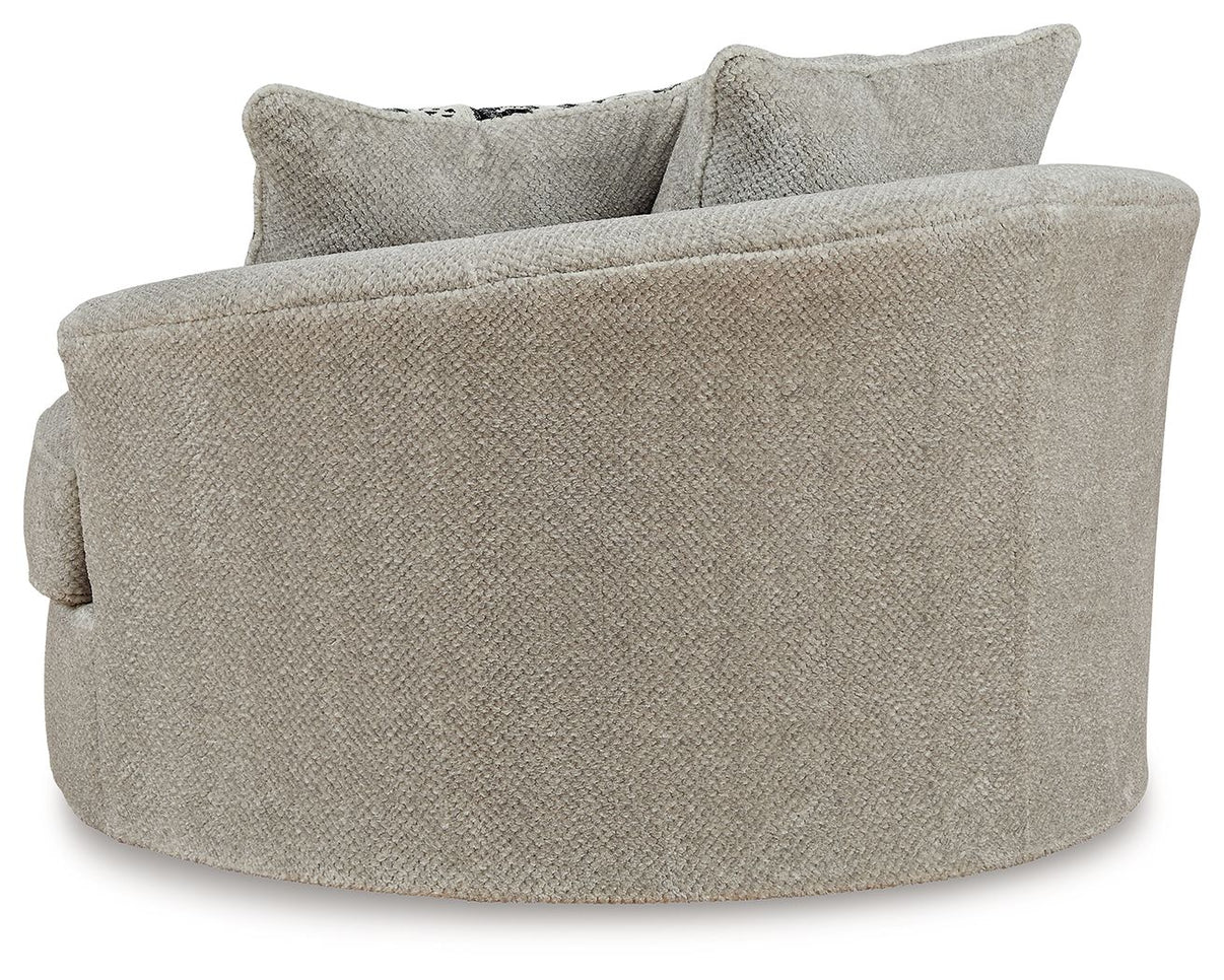 Calnita - Oversized Swivel Accent Chair - Sisal, alternate view 3 with polyester fabric