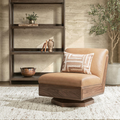 Myla - Swivel Accent Chair - Tan, alternate view 7 with top-grain leather