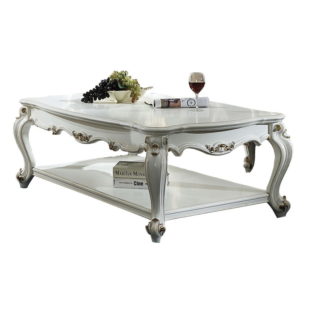 Picardy II - Coffee Table - Antique Pearl, product view with solid wood
