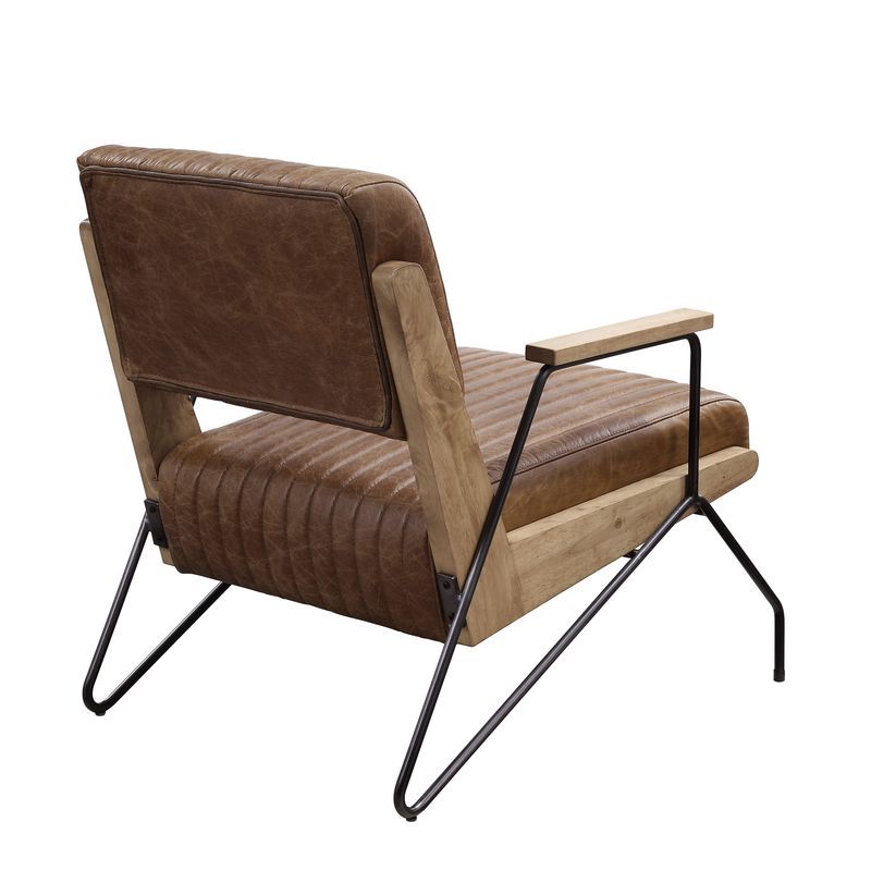 Eacnlz - Accent Chair - Cocoa Top Grain Leather & Matt Iron, alternate view 5 with cotton fabric